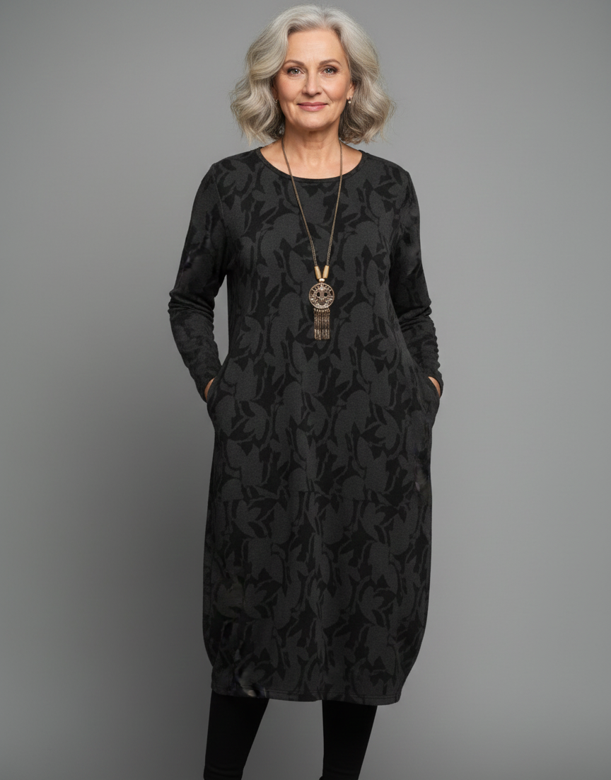 VÆRA™ | Luźna zimowa sukienka z okrągłym dekoltem