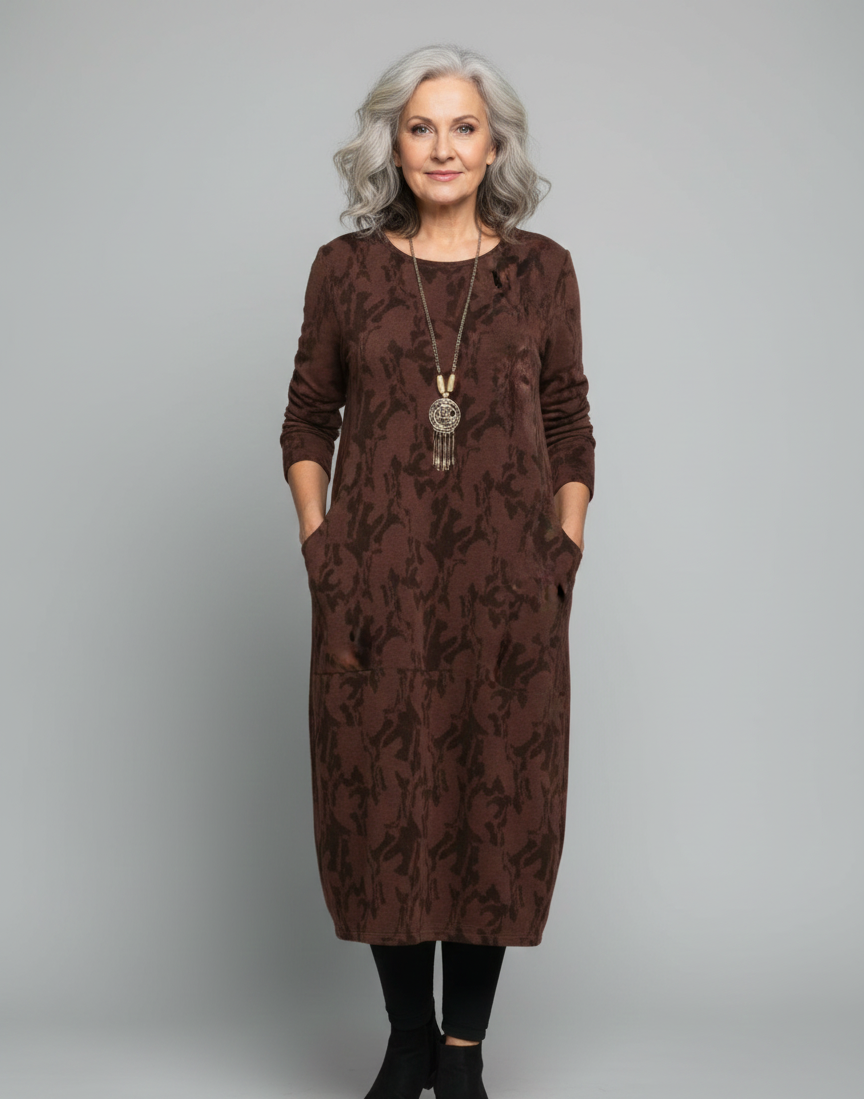 VÆRA™ | Luźna zimowa sukienka z okrągłym dekoltem