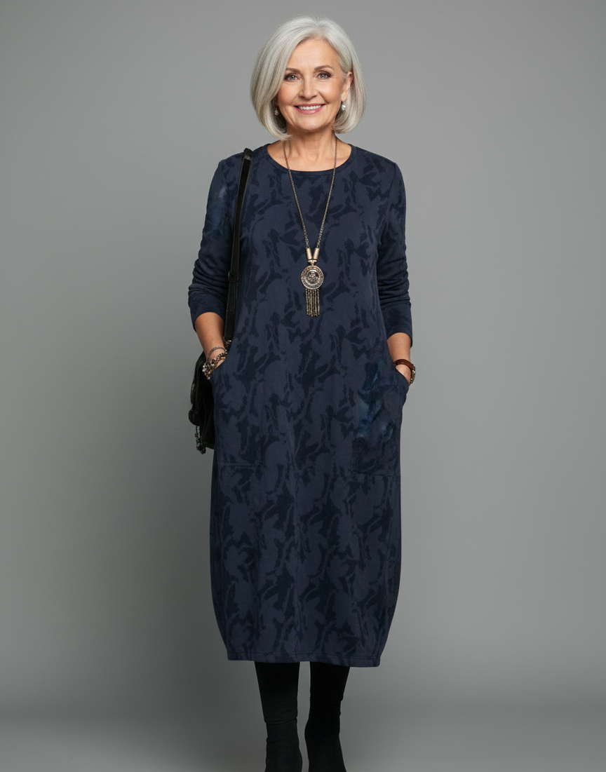 VÆRA™ | Luźna zimowa sukienka z okrągłym dekoltem